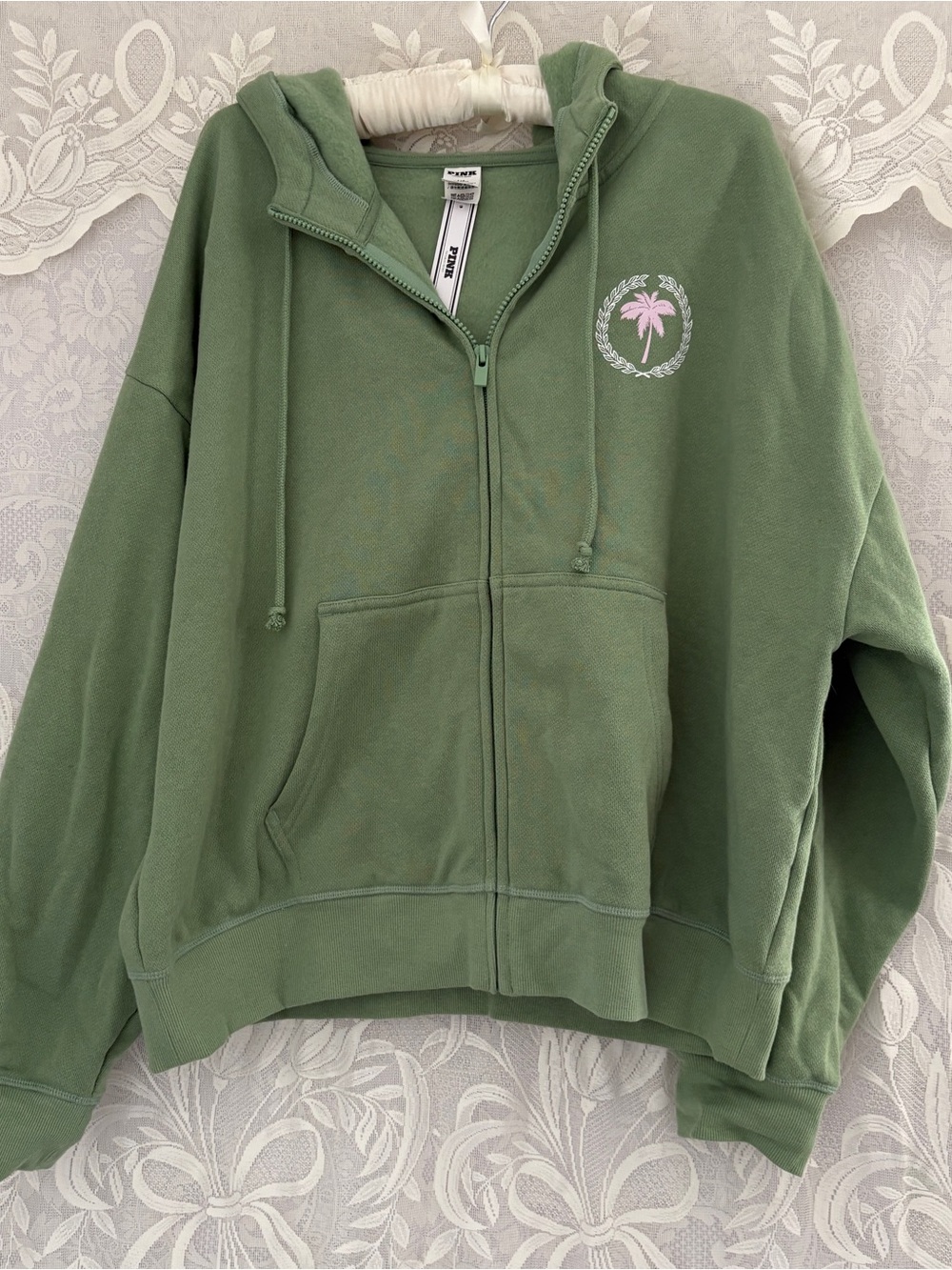 Preppy coastal casual girly California palm tree graphics zip up hoodie - Picture 5 of 8